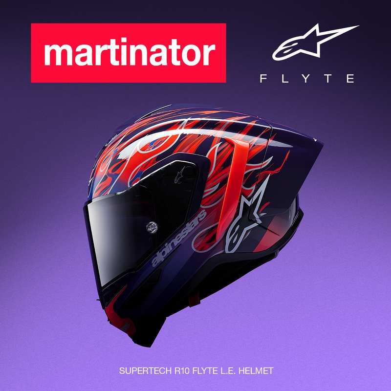 Alpinestars Supertech R-10 Flyte Integralhelm, limitierte Edition, Jorge Martin, lila-rot