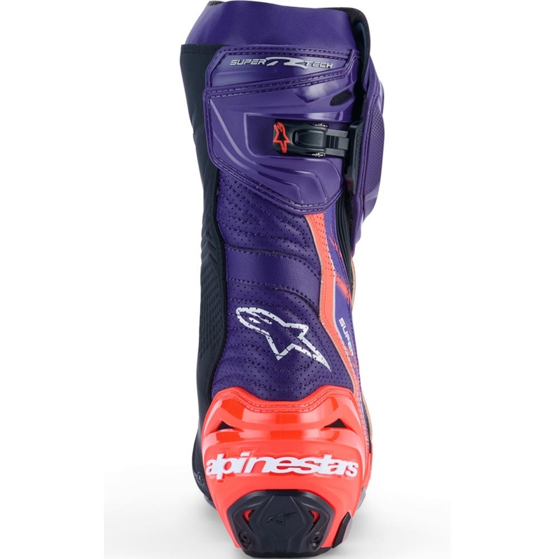 Alpinestars Supertech R Vented Flyte Motorradstiefel, limitierte Edition, Jorge Martin, lila-rot-schwarz