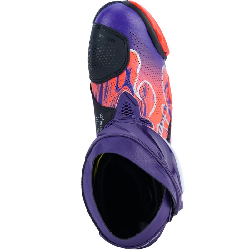Alpinestars Supertech R Vented Flyte Motorradstiefel, limitierte Edition, Jorge Martin, lila-rot-schwarz