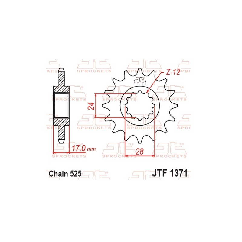 Ritzel JT 15T, 525 rubber cushioned