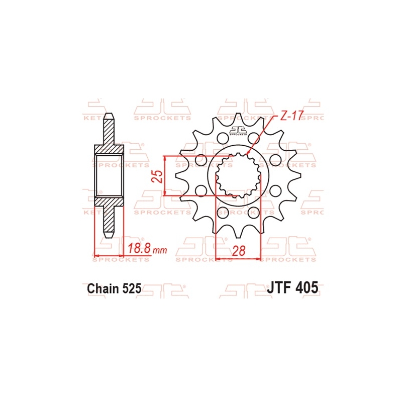 Ritzel JT 19T, 525 rubber cushioned