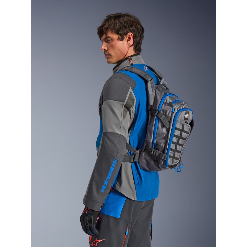 Alpinestars AT-15 Motorradrucksack, dunkelgrau-grau-blau, 15 l