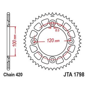 Aluminium-Ketten Rad JT JTA 1798-47BLK 47)T, nt((420 schwarz