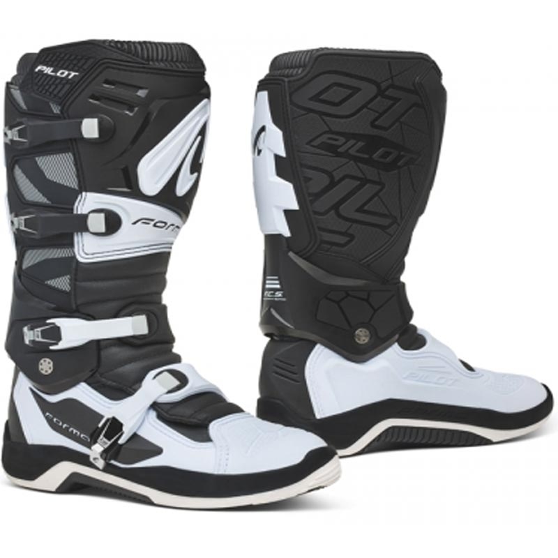 Schwarze und weiße Motorradstiefel von Forma Pilot
