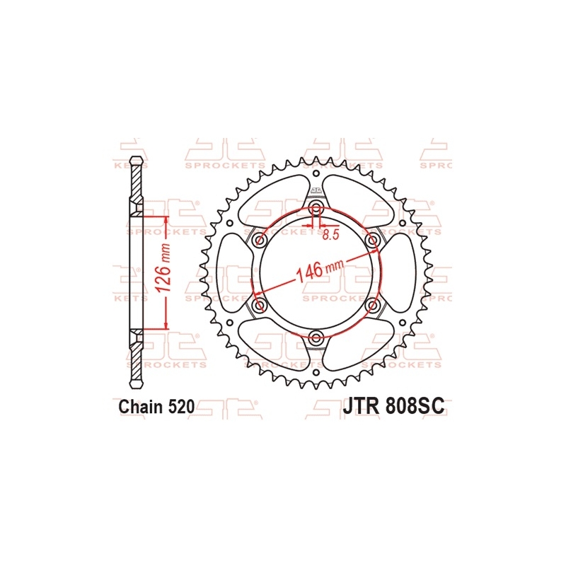 Ketten Rad JT 49T, 520 Self Cleaning Lightweight