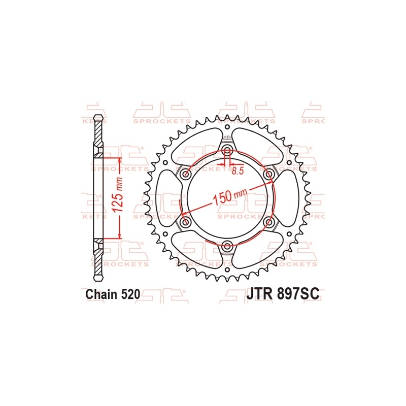 Ketten Rad JT 40T, 520 Self Cleaning Lightweight