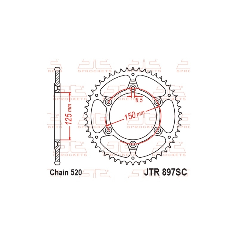 Ketten Rad JT 42T, 520 Self Cleaning Lightweight