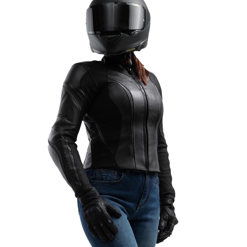 Rebelhorn Diva ST Leder-Motorradjacke für Damen, schwarz