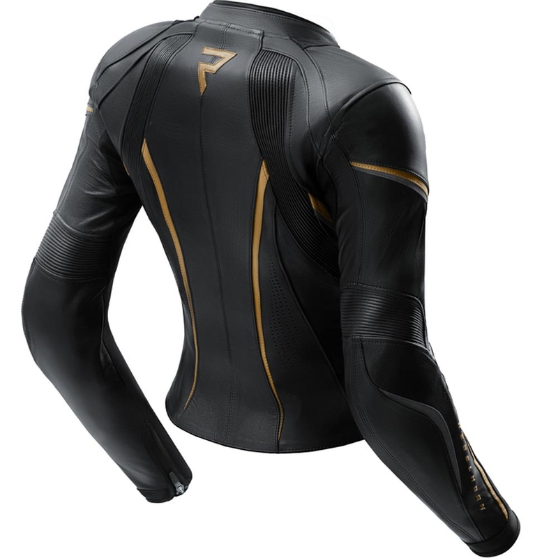 Rebelhorn Diva ST Leder-Motorradjacke für Damen, schwarz-gold