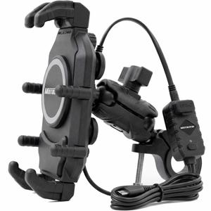 Antivibrations-Handyhalterung mit kabellosem Ladegerät und USB-C-Anschluss MotoZem M26-C1 schwarz