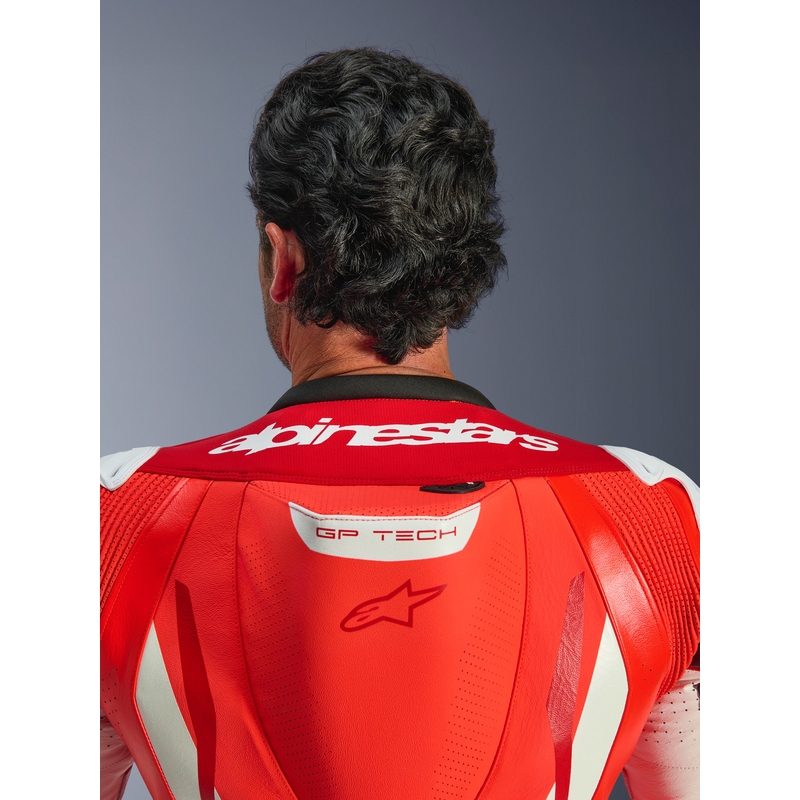 Alpinestars GP TECH V5 Einteiler Motorrad-Lederkombi, fluoreszierend rot-rot-weiß