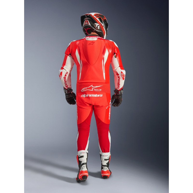 Alpinestars GP TECH V5 Einteiler Motorrad-Lederkombi, fluoreszierend rot-rot-weiß