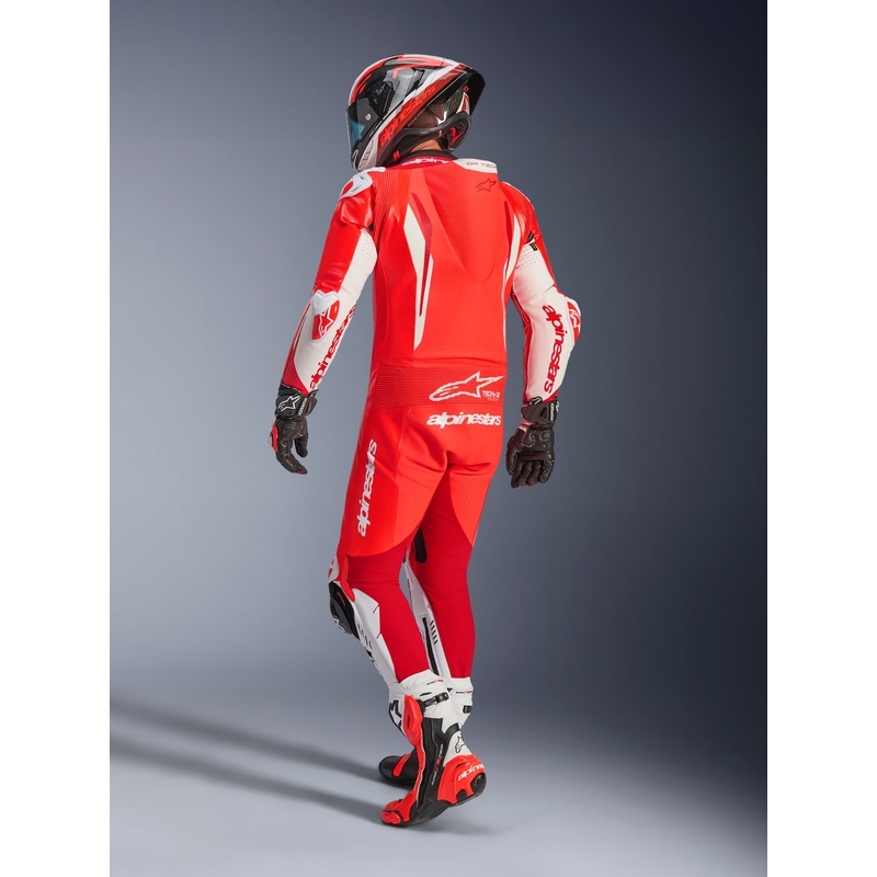 Alpinestars GP TECH V5 Einteiler Motorrad-Lederkombi, fluoreszierend rot-rot-weiß