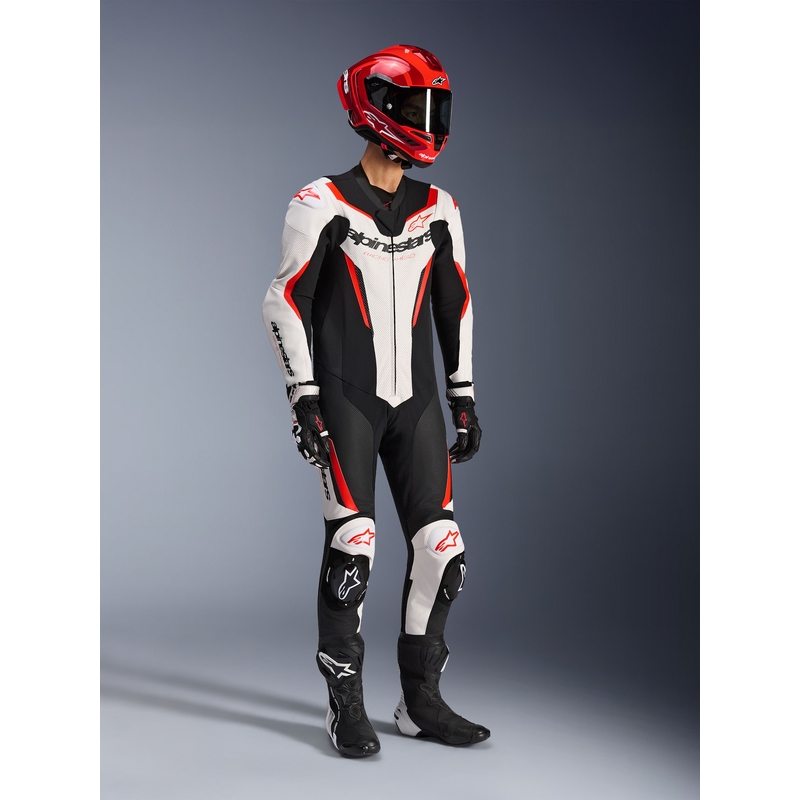 Alpinestars GP FORCE V2 Einteiler-Motorradanzug weiß-schwarz-fluoreszierend rot