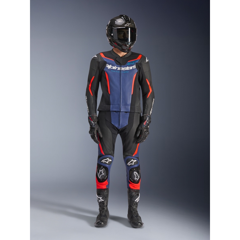 Alpinestars GP Force V2 zweiteiliger Motorradanzug schwarz-blau-fluoreszierend rot