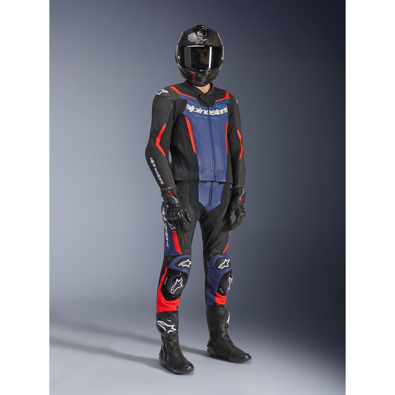 Alpinestars GP Force V2 zweiteiliger Motorradanzug schwarz-blau-fluoreszierend rot