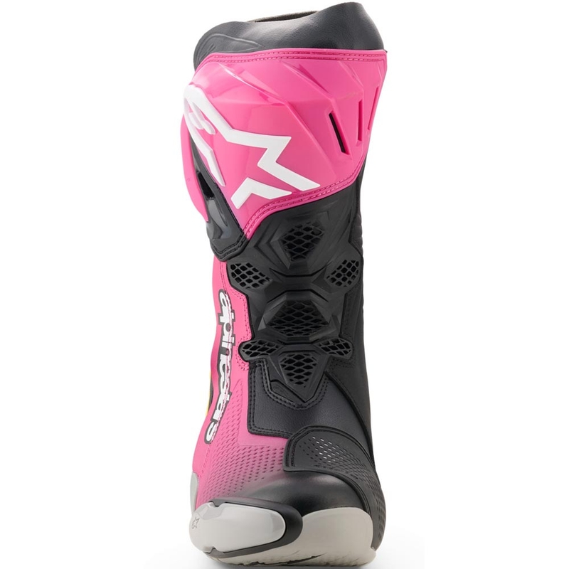 Alpinestars Supertech R Motorradstiefel schwarz-weiß-rosa-gelb