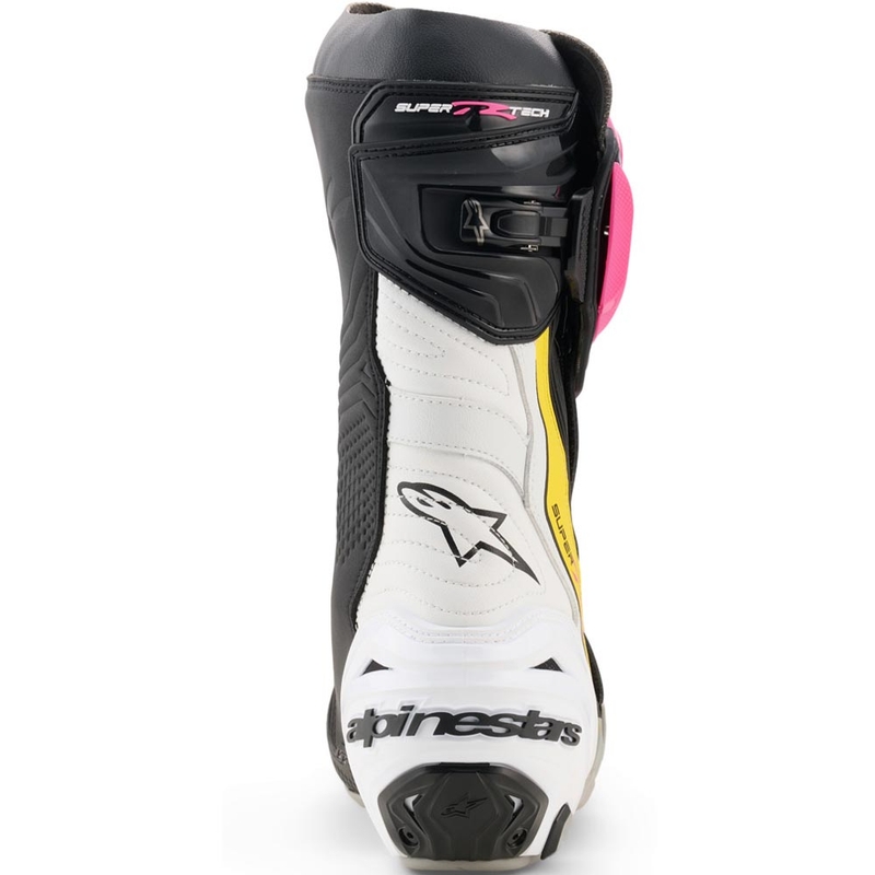 Alpinestars Supertech R Motorradstiefel schwarz-weiß-rosa-gelb