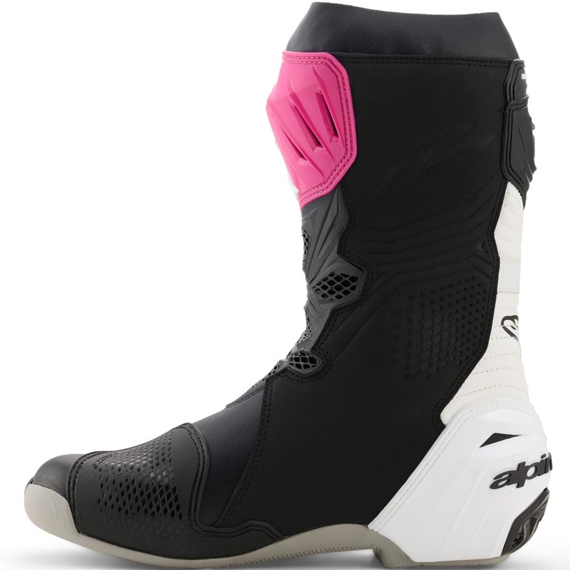 Alpinestars Supertech R Motorradstiefel schwarz-weiß-rosa-gelb