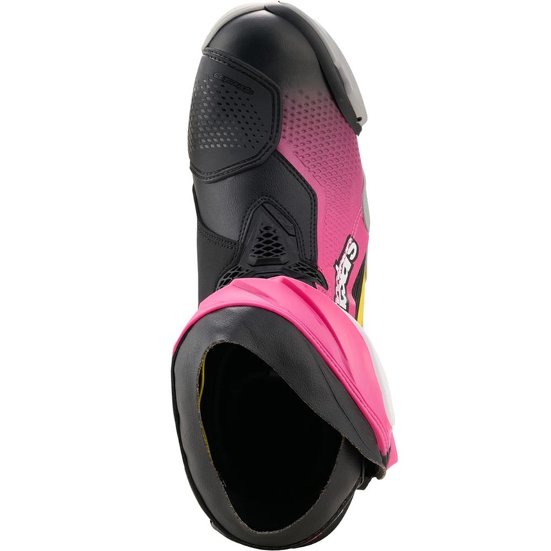 Alpinestars Supertech R Motorradstiefel schwarz-weiß-rosa-gelb