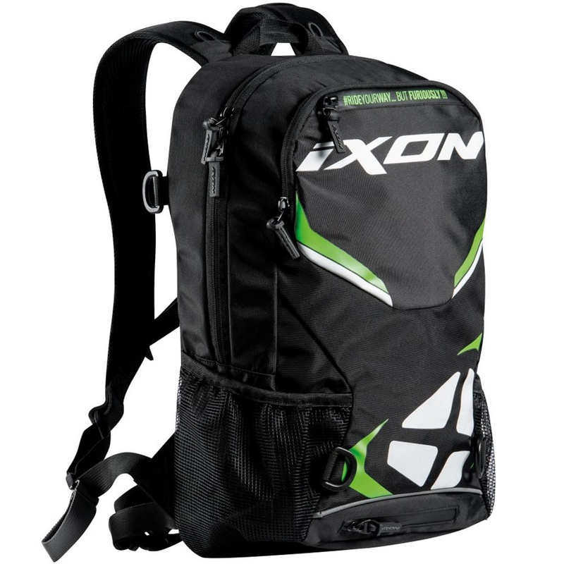 Motorradrucksack IXON R-Tension 23 schwarz-weiß-grün
