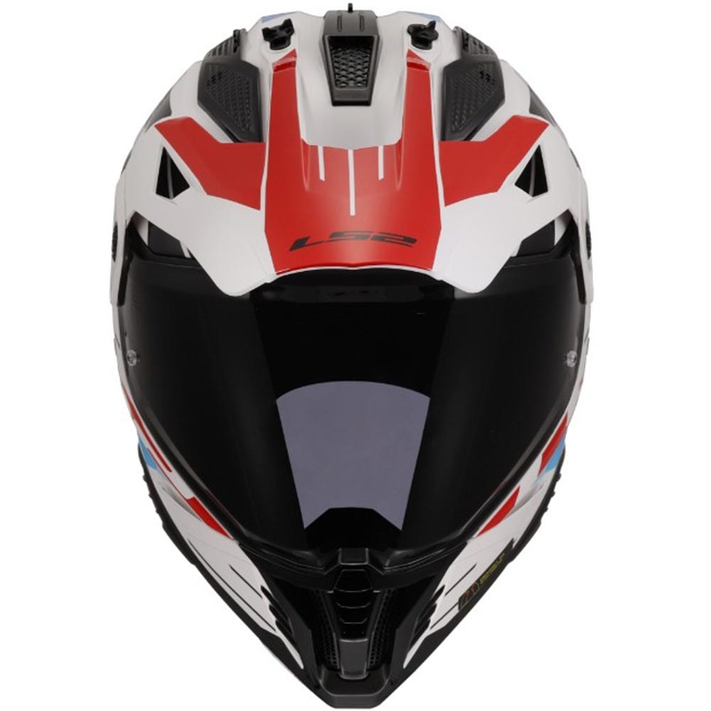Enduro-Motorradhelm LS2 MX702 PIONEER II NAMIB weiß-blau-rot