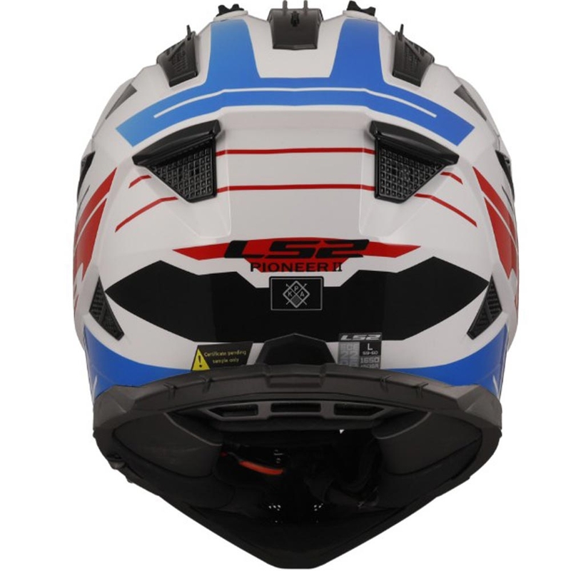 Enduro-Motorradhelm LS2 MX702 PIONEER II NAMIB weiß-blau-rot
