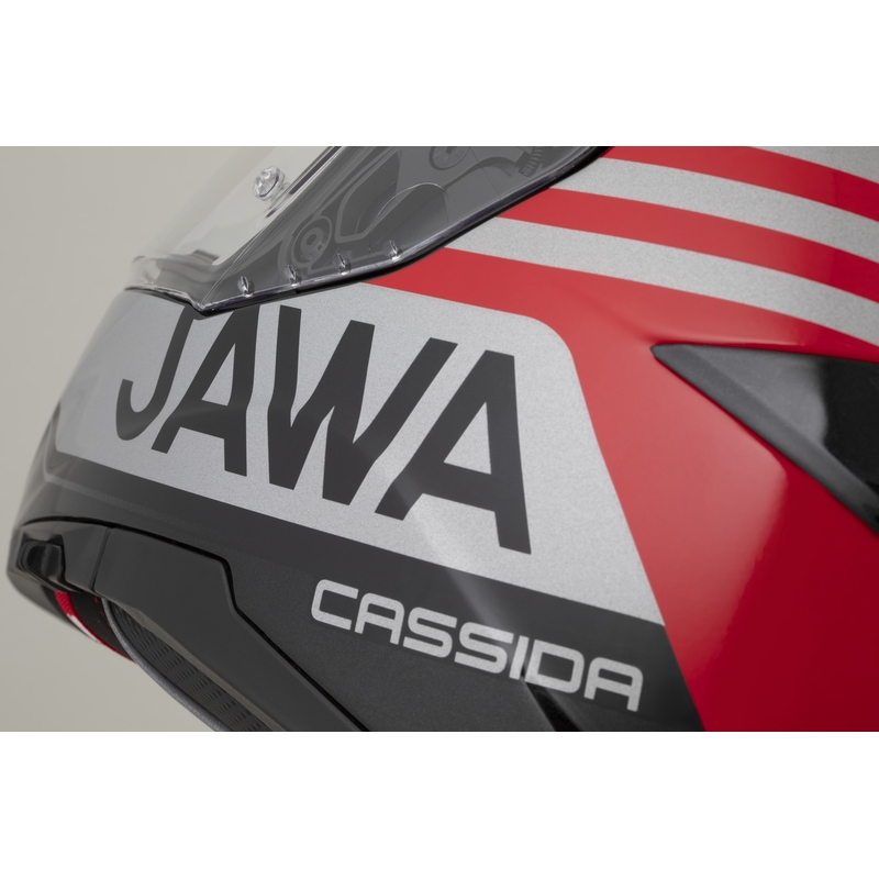 Cassida Integral GT 2.1 Jawa Sport Integralhelm für Motorräder, schwarz-perlmuttrot-silber