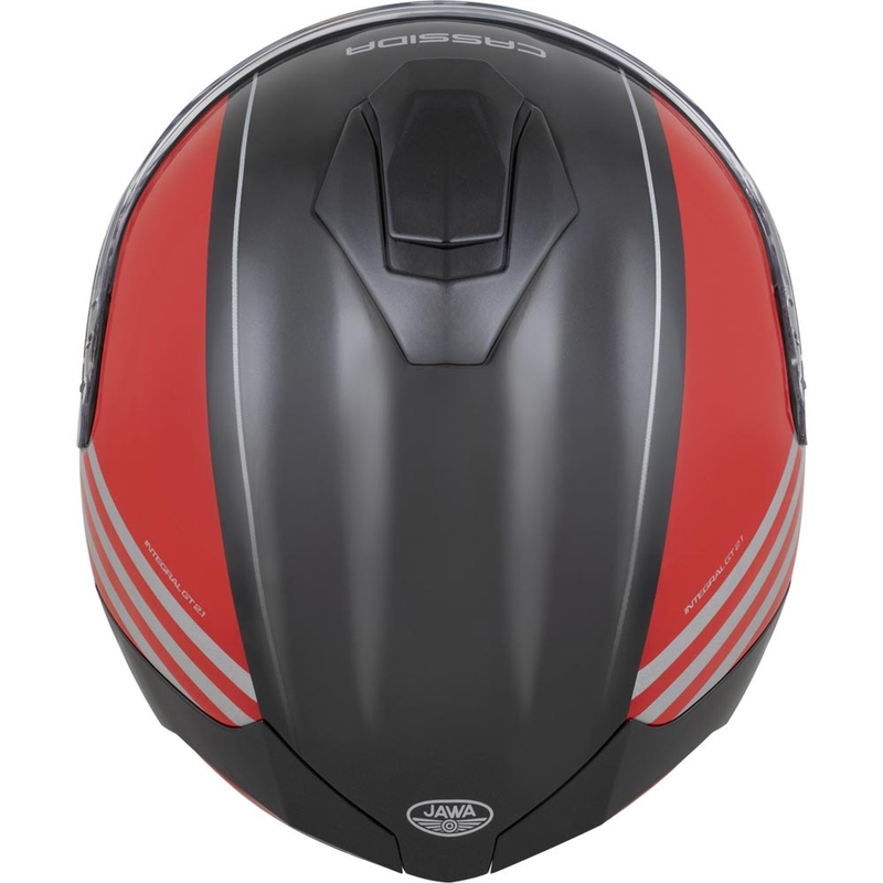 Cassida Integral GT 2.1 Jawa Sport Integralhelm für Motorräder, schwarz-perlmuttrot-silber