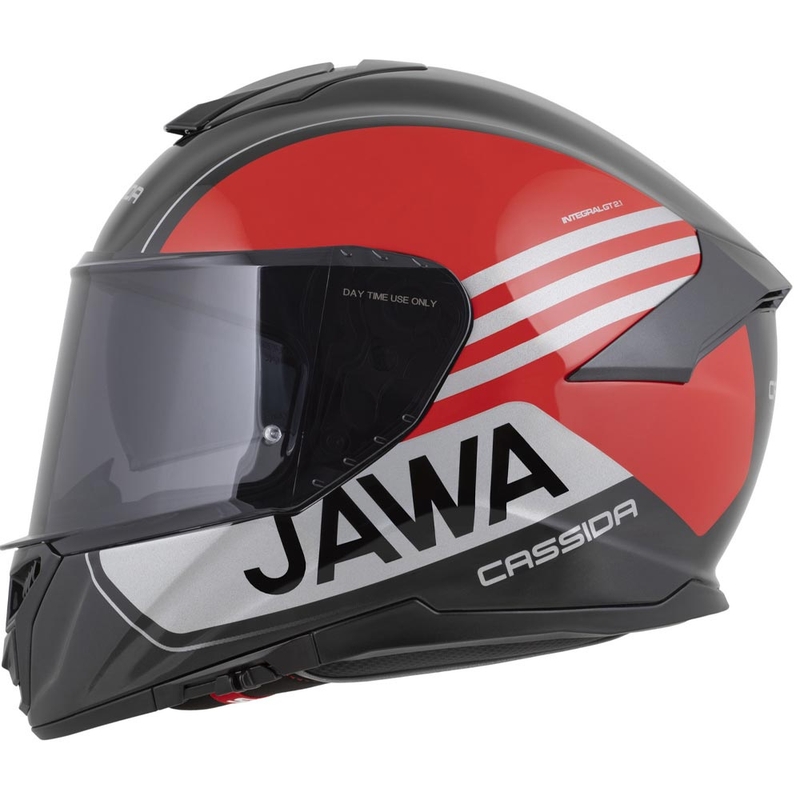 Cassida Integral GT 2.1 Jawa Sport Integralhelm für Motorräder, schwarz-perlmuttrot-silber