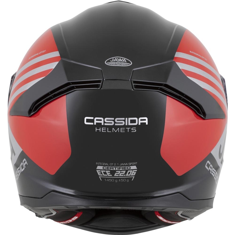 Cassida Integral GT 2.1 Jawa Sport Integralhelm für Motorräder, schwarz-perlmuttrot-silber