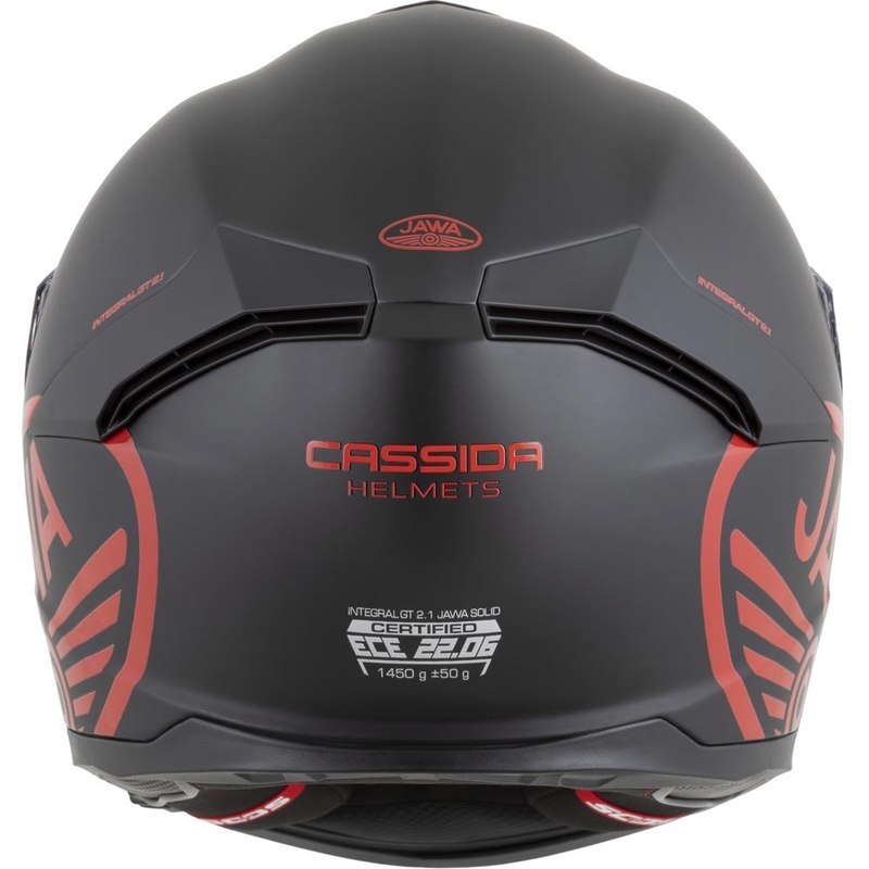 Cassida Integral GT 2.1 Jawa Solid Integralhelm, matt schwarz-glänzend rot