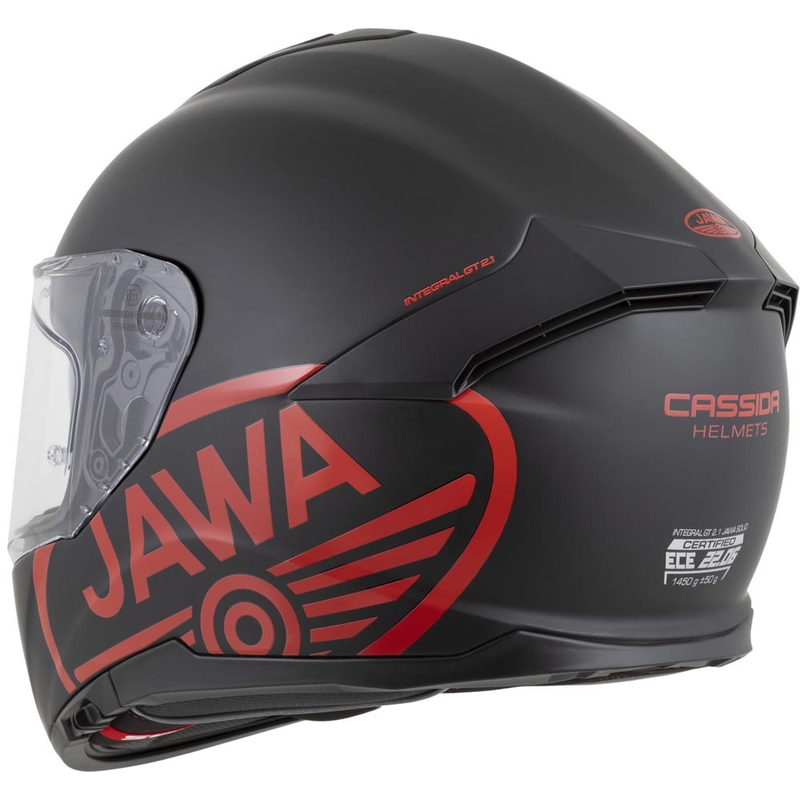 Cassida Integral GT 2.1 Jawa Solid Integralhelm, matt schwarz-glänzend rot