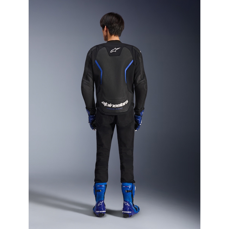 Alpinestars GP Force V2 Airflow Motorradjacke aus Leder, schwarz-metallic blau