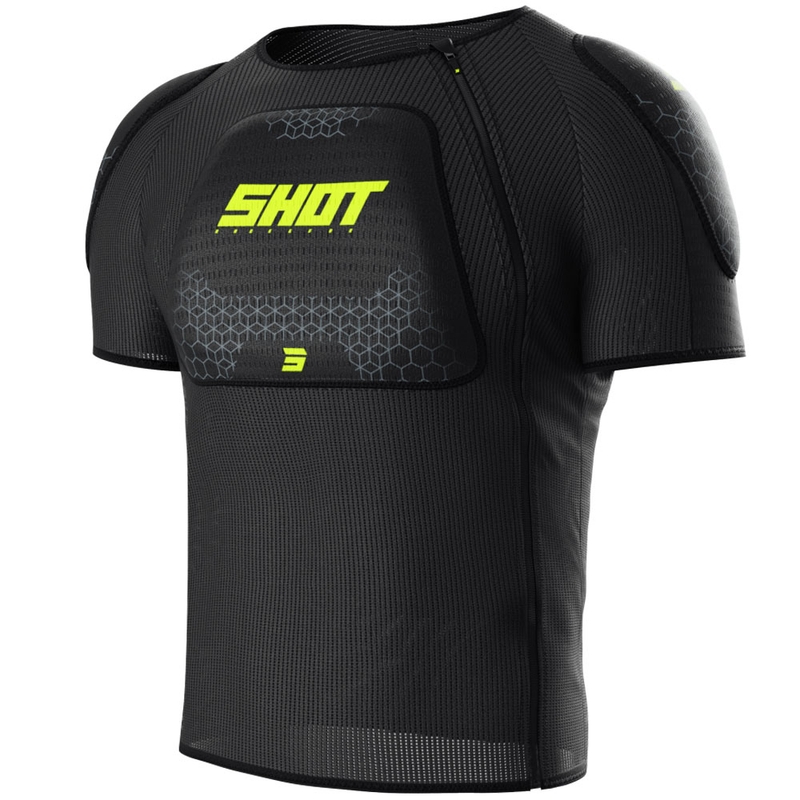 Kinder-Körperschutz Shot Airlight T-Shirt schwarz-fluo gelb