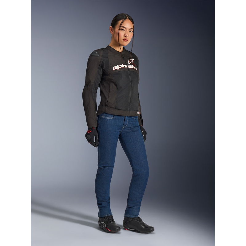 Alpinestars Stella SMX Air Damen-Motorradjacke schwarz-weiß-fluoreszierend rot