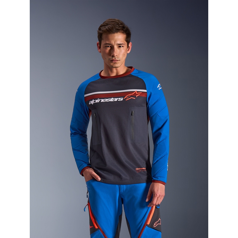 Alpinestars Maxdura Dual Motocross-Trikot, dunkelgrau-blau-orange