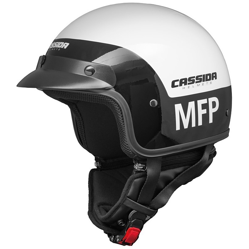 Offener Motorradhelm Cassida Police MFP schwarz und weiß