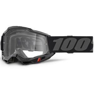 Motocross-Brille 100% ACCURI 2 OTG schwarz mit klarem Plexiglas