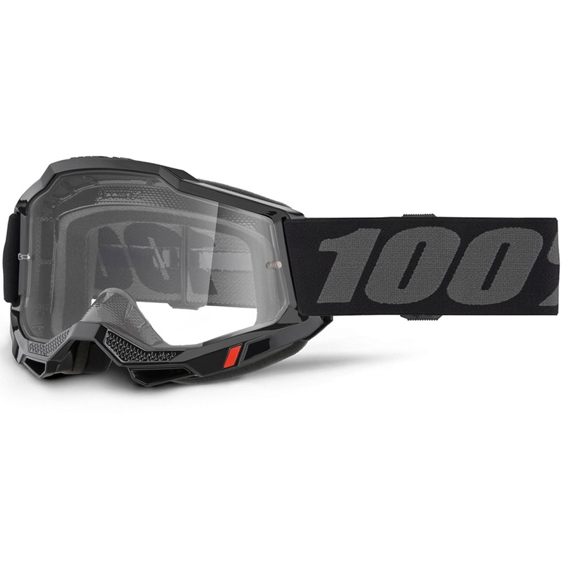 Motocross-Brille 100% ACCURI 2 OTG schwarz mit klarem Plexiglas