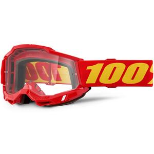 Motocross-Brille 100% ACCURI 2 OTG rot mit klarem Plexiglas
