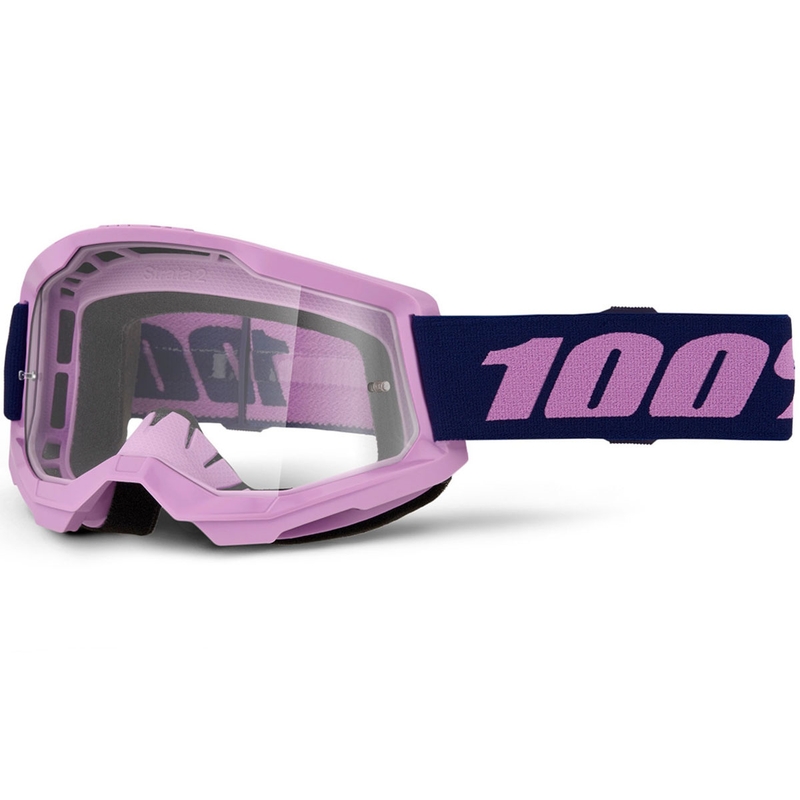 Motocross-Brille 100% STRATA 2 NEU lila mit klarem Plexiglas