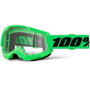 Motocross-Brille 100% STRATA 2 NEU fluoreszierend grün mit klarem Plexiglas