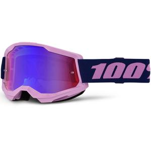Motocross-Brille 100% STRATA 2 NEU lila mit rot-blauem Plexiglas