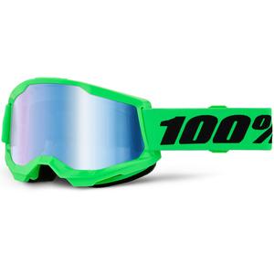 Motocross-Brille 100% STRATA 2 NEU fluoreszierend grün mit blauem Plexiglas