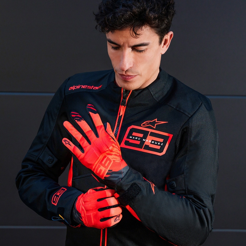 Alpinestars Reef V2 MM93 Motorradhandschuhe Fluo Kollektion Rot-Rot-Schwarz