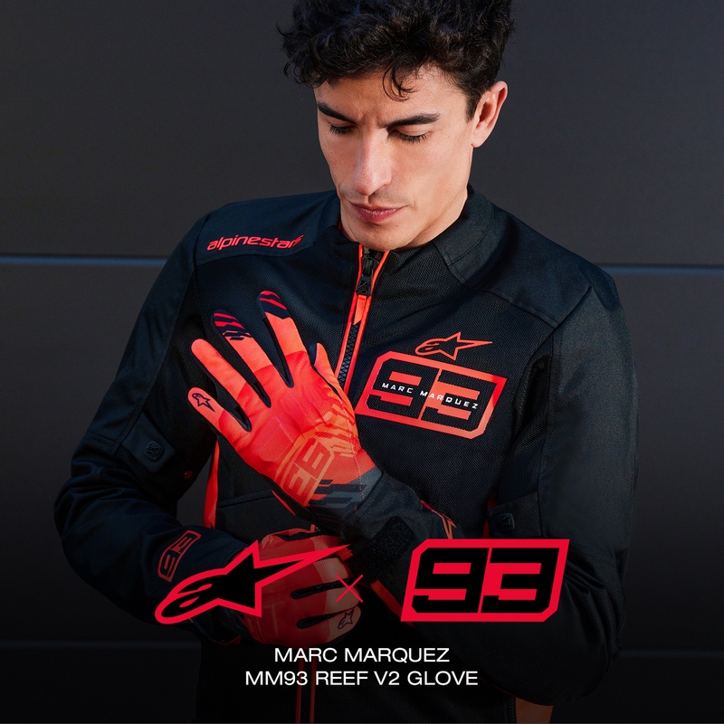 Alpinestars Reef V2 MM93 Motorradhandschuhe Fluo Kollektion Rot-Rot-Schwarz