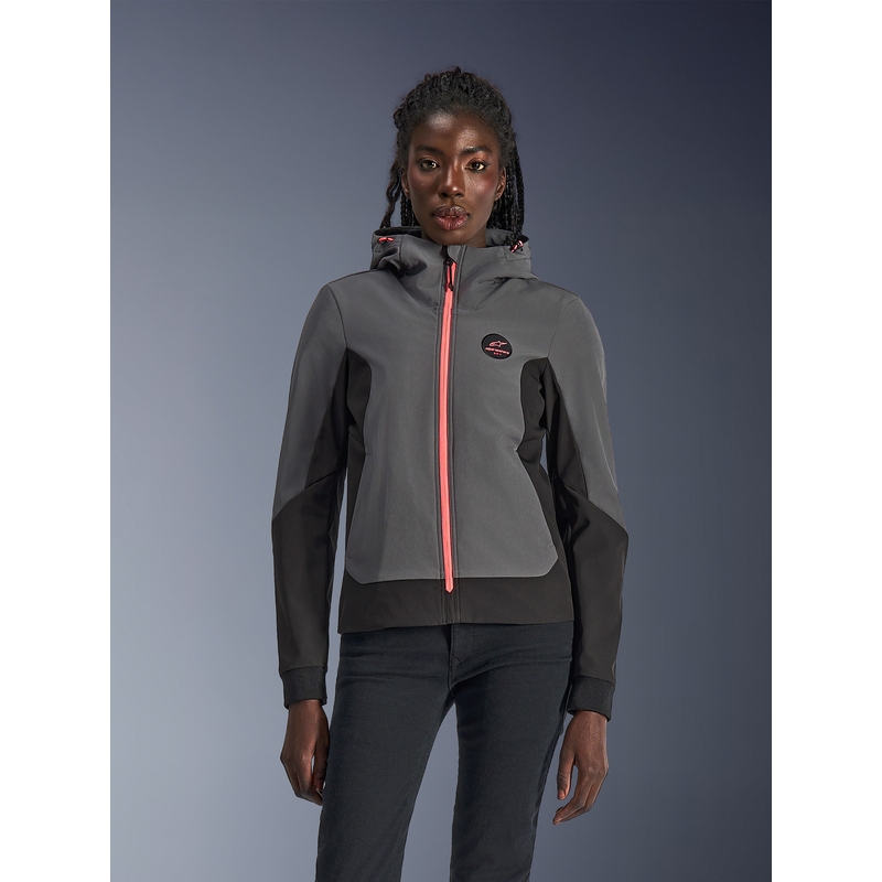 Alpinestars Stella Radium Tech Hoodie Damen-Motorradjacke dunkelgrau-schwarz-rosa