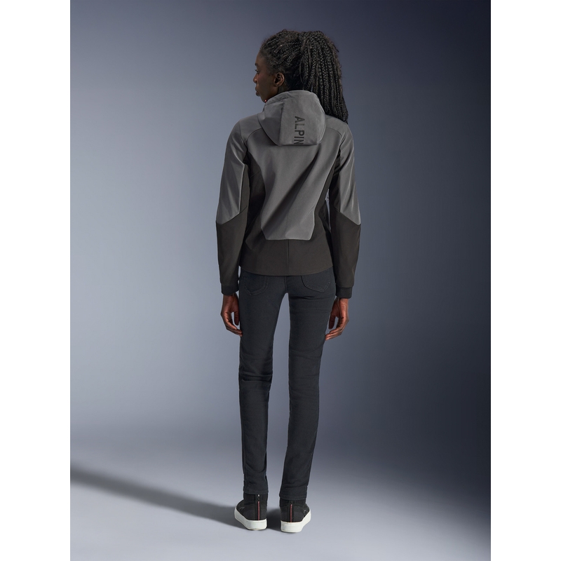 Alpinestars Stella Radium Tech Hoodie Damen-Motorradjacke dunkelgrau-schwarz-rosa