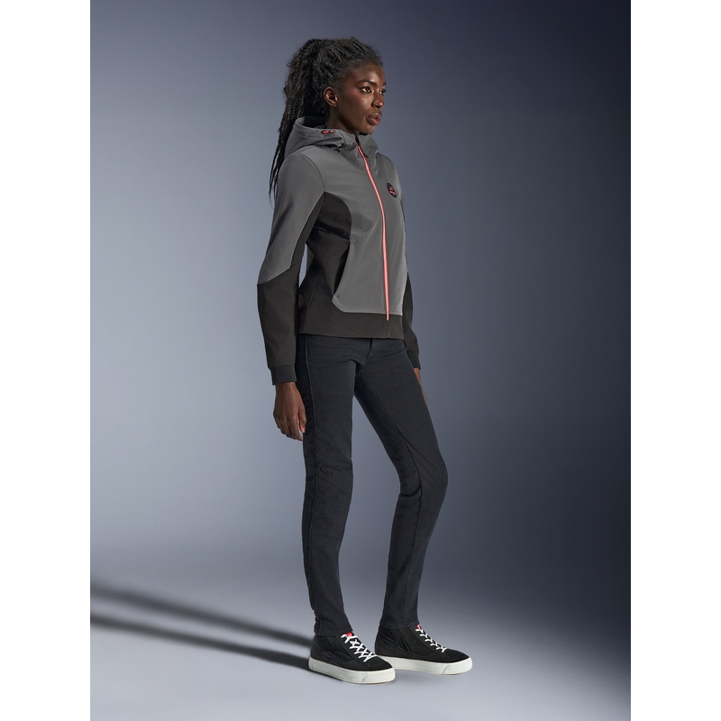 Alpinestars Stella Radium Tech Hoodie Damen-Motorradjacke dunkelgrau-schwarz-rosa